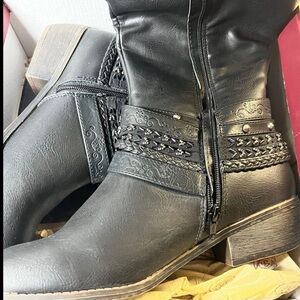 AUTHENTIC AMERICAN HERITAGE- Black Embellished Knee High Women's Boots Size 8